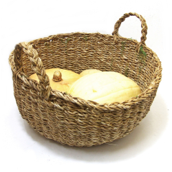 Kosz z trawy morskiej płaski okragły 42cm